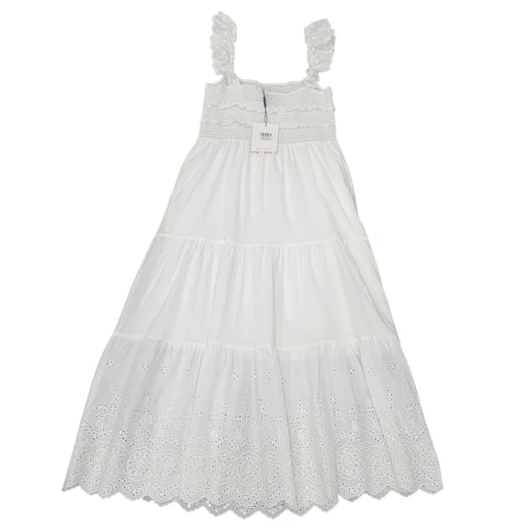 NWT Hello Molly Let Me Fall In Love White Midi Dress Lace Ruffles Women’s M - Picture 4 of 17